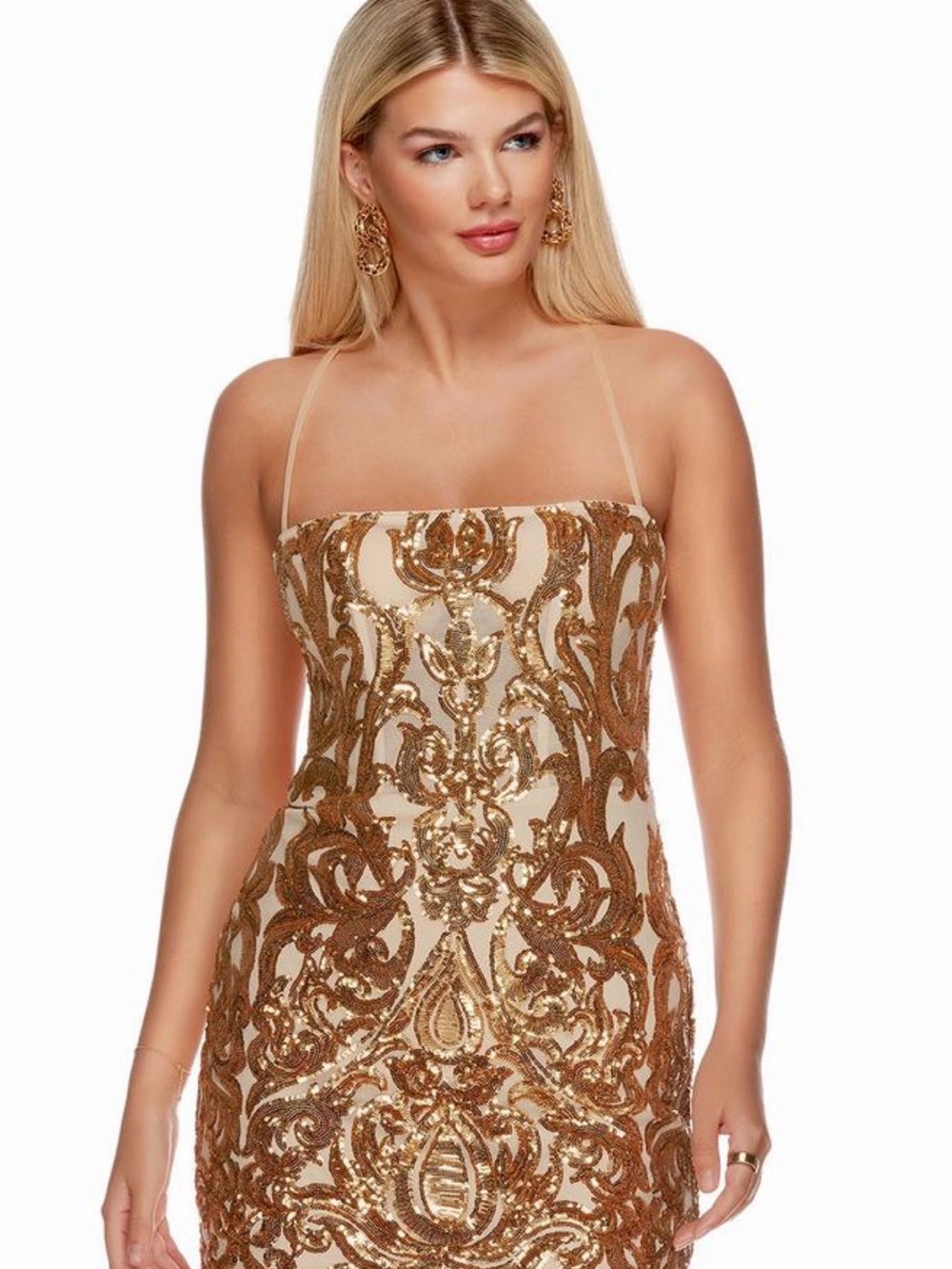 Alyce Paris square neck sequin hoco dress size 2 (petite) lace up back